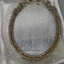 Musanpou Vintage Oval Wall Mirror & Tabletop Vanity Mirror - Antique Gold Frame with Decorative Bow Design, Retro Traditional Chic Makeup Desk Decor - 12.6" x 9.85"