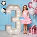 4FT Marquee Light Up Numbers 3,Party Decoration Large Marquee Light Up Letters with Weighted Water Bag,Pre-cut Foam Board Set Can Be Used for Birthdays,Weddings,Baby Anniversaries