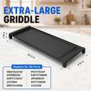 Upgraded WB31X24738 Cast Iron Griddle Replacement Compatible with GE Gas Range Stove Cooktop, WB31X49806 WB31X24998 Center Griddle Plate, Nitrided Nonstick Flat Top Pan, 19.5 x 9 in