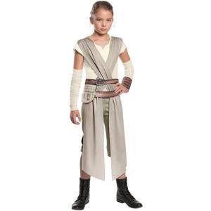 4 Pcs Rey Costume for Girls Halloween Deluxe Jumpsuit Kids Cosplay Outfits with Belt Bracer Accessories Set (Medium(6-8 Years))