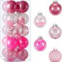 BSTDECOR Christmas Ball Ornaments Set, 20ct Large Clear Pink Shatterproof 80mm/3.15" Hanging Decorative Baubles for Christmas Tree Decoration