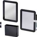 LockerMate 6-Piece Locker Organizer Kit, Includes Mirror, Whiteboard, Storage Cup & Dry Erase Marker, Black