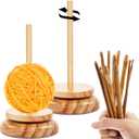 Juexica 2 Pcs Wood Yarn Holder with 12 Bamboo Crochet Hooks Wooden Yarn Holder with Twirling Mechanism Wooden Spinning Yarn Crochet Needles for Knitting Crocheting DIY Crafts Gifts(Wood Color)