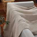 100% Cotton Waffle Blanket (Khaki - Full Size - 84 * 90''), Pre-Washed and Anti-Shrinkage Soft Lightweight Bed & Couch Blanket, 380 GSM Waffle Weave Throw Blanket for All Seasons