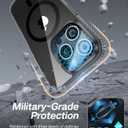 VOFATA [Upgraded] for iPhone 15 Pro Case with Camera Cover Stand [Fit for MagSafe][9H Camera Lens Protector] Mil-Grade Protection Transparent Magnetic iPhone 15 Pro Phone Case, Clear Black