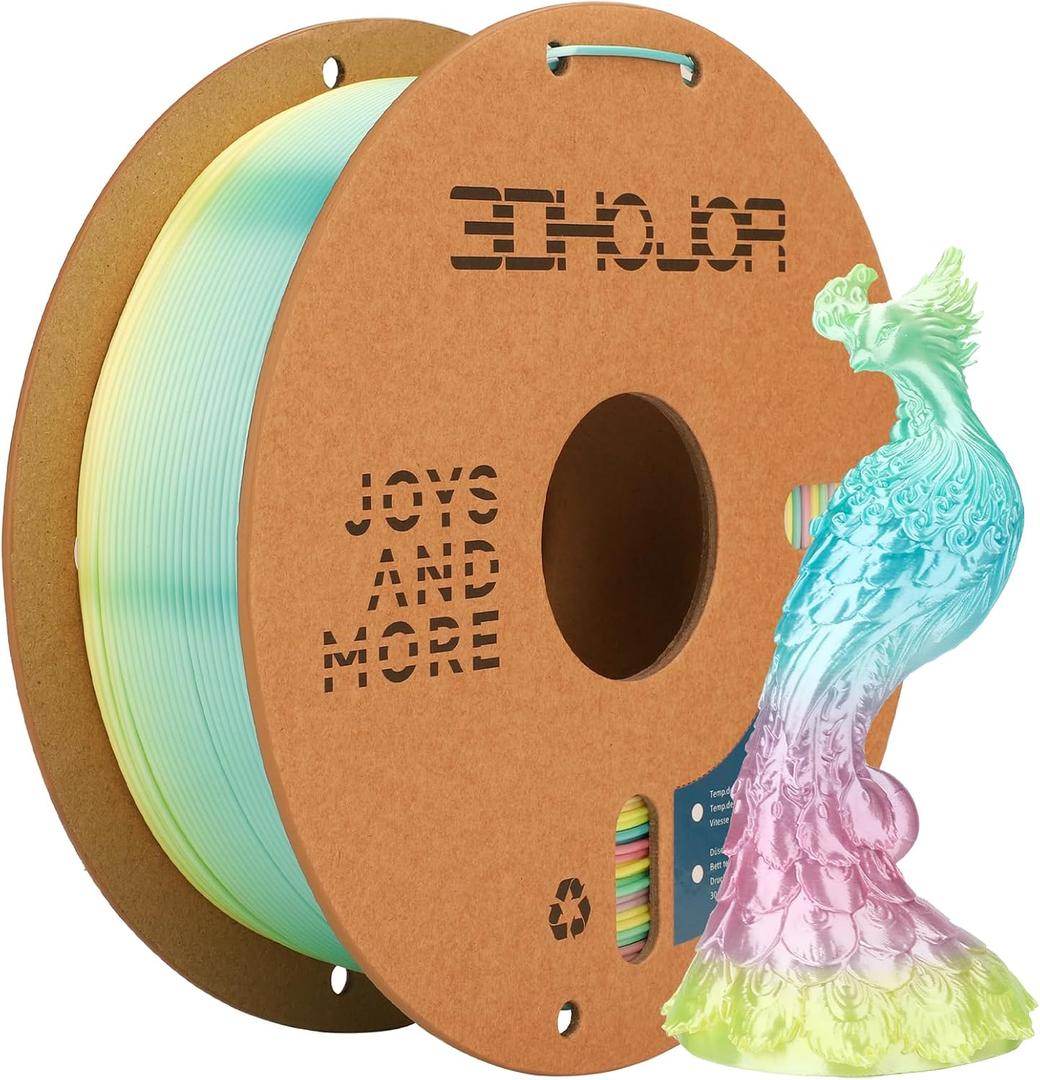 3DHoJor Silk PLA 3D Printer Filament 1.75mm Silk Shiny Fast Gradient Color Change Rainbow Multicolor PLA Filament 1kg (2.2lbs) /Spool for FDM 3D Printers-Macaron