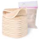 Makeup Remover Cloth, 6" x 6" Make Up Towels Reusable Face Cloth for Washing Face, 12 Pack Makeup Remover Pads Microfiber Face Washcloth with Mesh Bag, Beige
