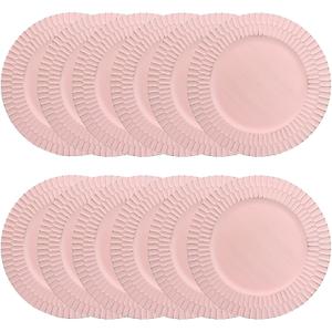 Omuriko Pink Charger Plates Set of 12, 13" Plastic Chargers for Dinner Plates, Thanksgiving, Christmas Party Banquet Serveware Supplies
