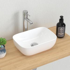 J-FAMILY JFBS88 14.5'' x 10'' Bathroom Small Vessel Sink Above Counter White Porcelain Ceramic Sink Bowl Small Vanity Sink Lavatory Wash Basin