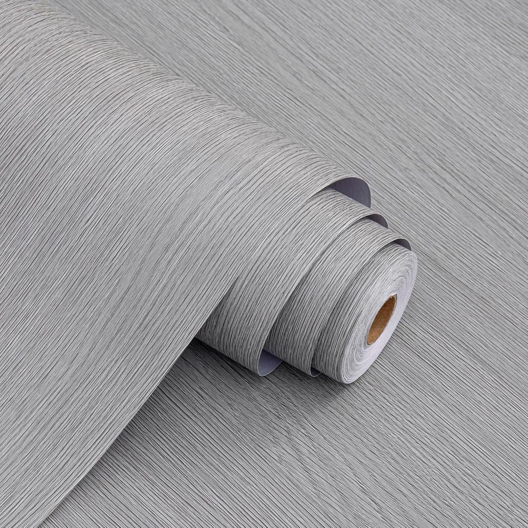 Haimin Wallpaper (24in X 393in) Wood Contact Paper Peel and Stick Self-Adhesive and Removable Wallpaper for Cabinet Wall Furniture Countertop Kitchen Room Wood Grain Wall Paper (Grey (04))