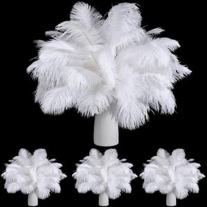 TaoBary White 60 Pcs Natural Ostrich Feathers Plumes for Valentine's Day Wedding Birthday Party White Centerpieces 12-14, 10-12, 8-10 Inches Vase Feathers Flower Arrangement Decors DIY Crafts