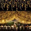 66ft Icicle Lights for Outside - 640 LED Christmas Lights Outdoor with 120 Drops 8 Modes, Plug in Twinkle Light Outside for Holiday Wedding Party Tree Room Indoor Thanksgiving Decoration, Warm White