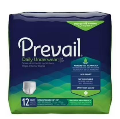 Prevail Disposable Underwear Pull On with Tear Away Seams  XX-Large, PVX-517, Overnight, 48 Ct