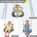 FUNLIO Toddler Swing with Foldable Metal Stand for Toddlers Aged 1~10 Years, 3-in-1 Baby Swing Set with 4 Sandbags for Backyard/Indoor/Outdoor Play, Easy to Assemble & Store, Grey