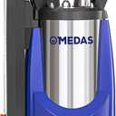 MEDAS Automatic Sump Pump,1HP 3600GPH Submersible Water Pump Portable Utility Pumps with Auto On/Off, Built-in Float for Swimming Pool Pond Hot Tub Rain Barrel Flooded House Basement (1HP Stepless Adjustment)