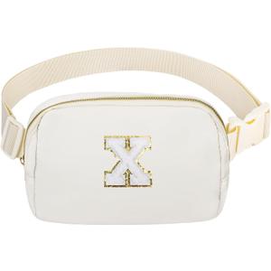 Birthday Gifts Christmas Personalized Gift for 4 5 6 7 8 9 10 11 12 13 14 Year old Girls Teen Sister Kid Initial Letter Fanny Pack Trendy Stuff Crossbody Bag White Letter X