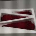 DN DECONATION 3Pcs Flocked Red Velvet Table Top Christmas Tree, Resin Xmas Tree Figurine Decor with Pine, Swirl & Wave Designs, Tree Statues Set for Christmas Indoor Decorations, Mantel, Entryway