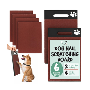 Evergreen Pet Supplies [6 Pads] Scratch Pad for Dogs - 2-Sided Medium & Coarse Sandpaper Dog Scratch Pad for Nails w/Extra Sheets - w/Handle - Dog Scratch Board for Nails