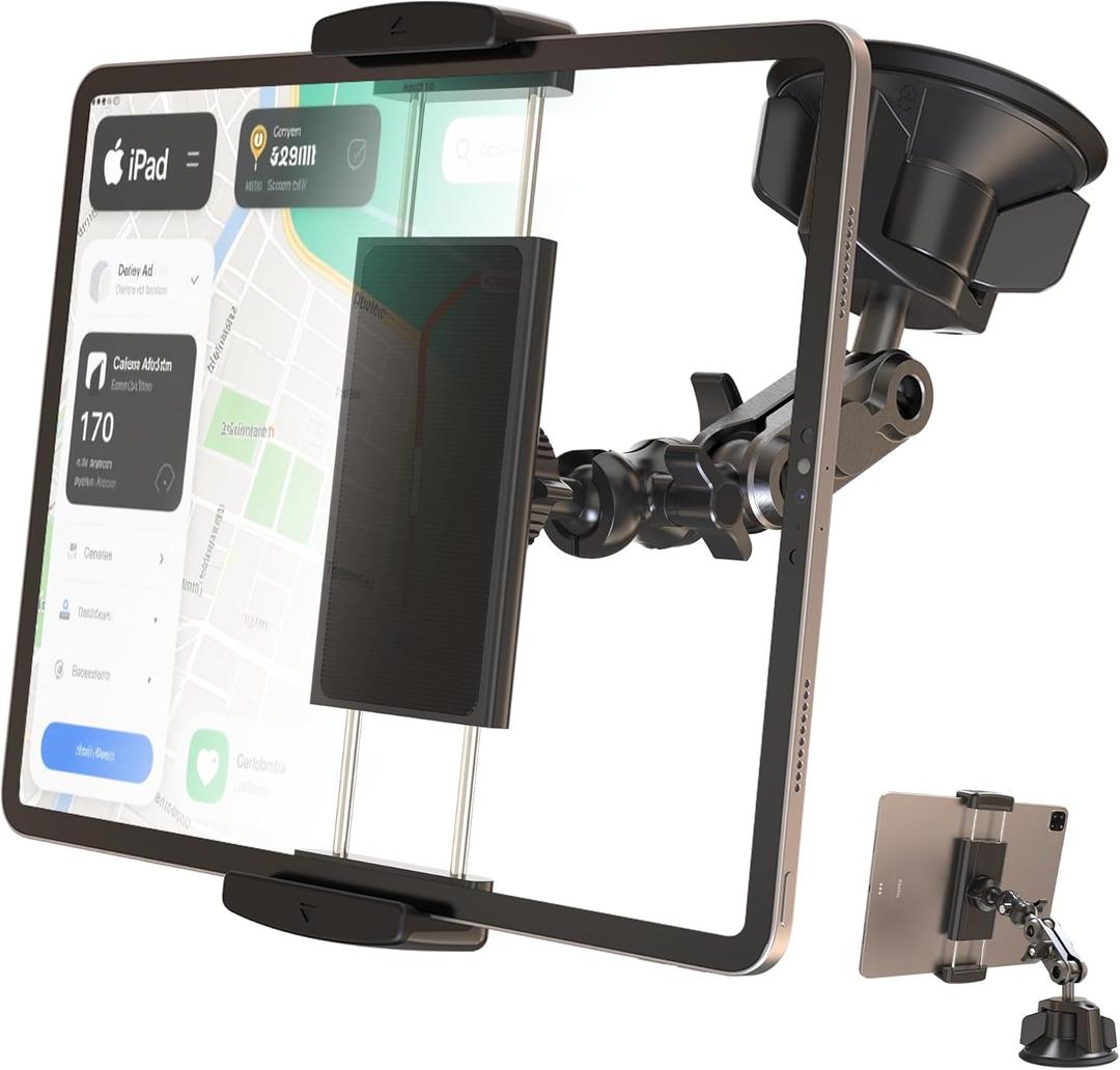 VasSmtCPH Tablet Mount for Truck Car ipad Holder Suction Cup Phone Stand for Windshield Dash Wall Vehicle Desk360 Metal Bracket for 4.7"-13" Tablet iPad Pro Air Mini iPhone