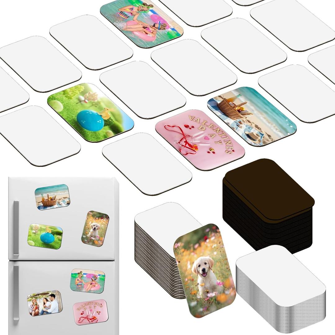 60 PCS Sublimation Magnet Blanks Bulk 2x3 in, 30 Metal Aluminum Sublimation Blanks and 30 Soft Magnets for Kitchen Personalized Refrigerator Fridge Magnets Set for DIY Craft