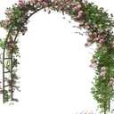 Queension Metal Arch Backdrop Stand 7Ft Wide 7.7Ft High, Wedding Arch Frame for Wedding Decorations, Balloon Arch Stand with Base for Ceremony, Outdoor Garden Arch Trellis for Climbing Plants, Black