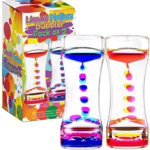 Liquid Motion Bubbler Sensory Timer, 2 Minute  Big Calming Sensory Bubble Toy for Kids with Autism ADHD Anxiety or Special Needs (2 Pack)