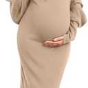 V FOR CITY Maternity Dress Baby Shower Dress 2 Piece Sets Sweater Dresses Postpartum Tank Slit Cropped Cardigan Long Sleeve, Size Large 