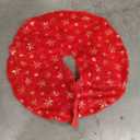 Red Plush Christmas Tree Skirt 36 inches Fur Christmas Tree Skirt with Gold Sequin Snowflakes Xmas Tree Skirt Mat for New Year Christmas Holiday Decorations - 90cm