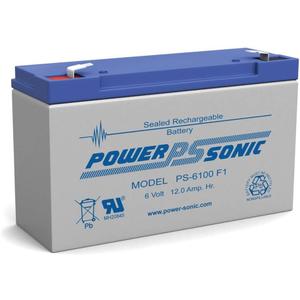 Power Sonic PS-6100 Rechargeable Sealed Lead Acid Battery 6V 12AH for General Purpose, Medical, Emergency Lighting, Fire and Security with F1 Terminals