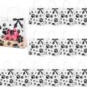 STORRVOL 24 Pcs Dog Paw Clear PVC Gift Bags with Handles 7.8x7.8x3 In Reusable Transparent Dog Treat Bags with Ribbon PVC Tote Bag for Puppy Pet Treat Party Favor Birthday Wedding Party, Black