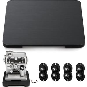 GuanQiao 360 Rotation Appliance Slider for Coffee Maker & Heavy Kitchen Appliance, Bamboo Rolling Tray for Kitchen Counter, Sliding Tray with Premium Wheels (Black, 15.7"13")