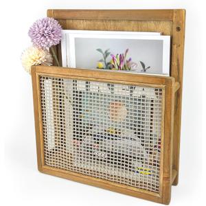 Wooden Wall Mounted Magazine Rack, Boho Style Wall File Organizer, File Holder For Entryway Living Room Kids room and Office, Magazine Holder, Hanging Mail Organizer (Brown)