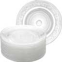 Frcctre 12 Pack Glass Salad Plates, 7 Inches Small Glass Dessert Plates Fruit Plate Appetizer Snack Plate Glasses Dinnerware Set with Beautiful Carved Pattern