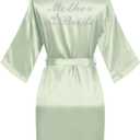 goodmansam Women's Silky Robes One Size Silver Rhinestones Bride Bridesmaid Sleepwear for Wedding Party Getting Ready