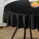 Homiest 6 Pack 60 Inch Round Tablecloth Satin Table Cover, Black Table Cloth Overlay for Wedding Reception Graduation Banquet