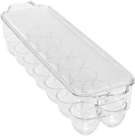 Kitchen Details Egg Crate | Dimensions: 14.5"x4.5"x2.9" | Fits 14 Eggs per Crate | Stackable | BPA Free | Easy Pull Handles | Kitchen Organization | Clear