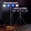 5 in 1 DJ Lights with Stand Combination Party Light Dj Disco Lights Stage Lighting for Parties 3/6/15CH with Sound Activated,DMX,Remote Control Strobe LED Par Light for Weddings Birthday KTV-1PC