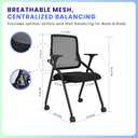 PRO, Stackable & Foldable Conference Room Chairs with 2X Thick Cushion, Lumbar Support, Armrest - Mesh Bouncing Back for Office Meeting, Conference, Training Room Chair 1 Pack (Black)