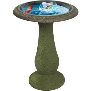 Solution4Patio Fiberclay Outdoor Bird Bath, Weather-Resistant Garden Decor with Non-Slip Basin, Durable Marble-Look Bird Baths for Outdoors, Easy-Clean Birdbath for Outside for Lawn Yard Garden