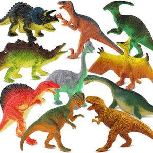 Zippytots Dinosaur Toys for Kids 3-5, 10 PCS Realistic Plastic Dinosaur Figure Toy Set Including T-Rex, Stegosaurus, Spinosaurus, Ideal Gift for Toddle, 10pc-Small-Dinos