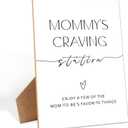 Baby Shower Mommy's Craving Station Sign, 811 Inches Baby Shower Food Wooden Sign With Stand, Gender Neutral Tabletop Decor for Gender Reveal Party, Baby Shower Favor Supplies for Boy Girl-16