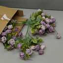Zeyune 16 Bunches 12 Inch Artificial Mini Rose Bouquet 160 Heads Bridal Flower Bouquets Fake Silk Rose Bulk for Valentine's Day Wedding Bridal Shower Home Office Garden(Purple and Light Purple)