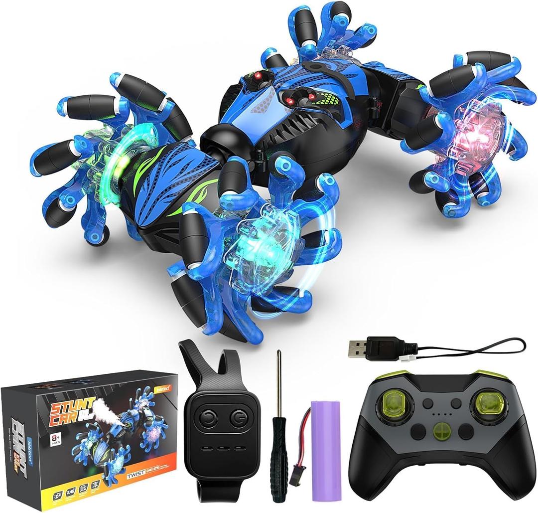 Bubbacare Gesture Sensing RC Stunt Car Toys for 6-12, Gesture RC Car with Spray Light Music, 360 Rotation Drift for 6 7 8 9 10 11 12 Years Old Kids Boys Birthday