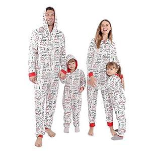 Matching Christmas Onesies Pajamas for Family, Holiday PJs for Women/ Men/ Kids/ Couples/ Adult, Vacation Cute Printed Loungewear Sleepwear (White-Snowman, Kids M(6-8T))