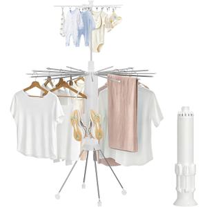 Anti-Tip Foldable Clothes Drying Rack with 4-Leg Stable 2-Layer Structure
