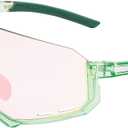 AMBEYE Sports Sunglasses Half Frame UV400 REVO Mirror Lens, Ultra-Light TR90 Full Frame, Adjustable Nose Pads, Anti-Slip Arms  Cycling Running Hiking Triathlon Green