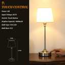 Kakanuo Cordless Table Lamps Rechargeable Set - 2 Pack Silver 4000mAH Battery Operated Lamps for Decor, 3000K Stepless Dimming Touch Wireless Lamp for Bedroom, Dining Table, Living Room, White Shade