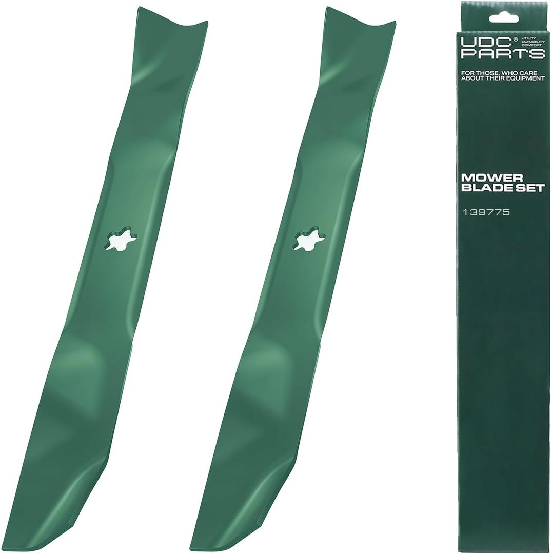UDC Parts 139775 Lawn Mower Blades Replacement for Husqvarna 42 Inch YTH18542 YTH1542XP YTH22V42 YTA18542 YTH1842 Craftsman LT1000 LT2000 594893101 Poulan PBA195H42LT 532139775/2 Pack Mulching Blades