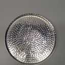 11 Inch Hammered Silver Small Serving Tray, Circle Round Candle Plate Decorative Tray, Aluminum Vanity Tray for Jewelry, Make up and Perfume, Food Display Coffee Table- Handcrafted in India