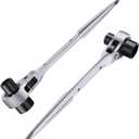 Dual Size Chainsaw Wrench 13mm & 19mm T-Bar Design - Cold Forged Chrome Vanadium Steel with Dual-Taper Groove Cleaner Tip - Universal for Bar Nuts, Sprockets & Chain Maintenance, 2 piece